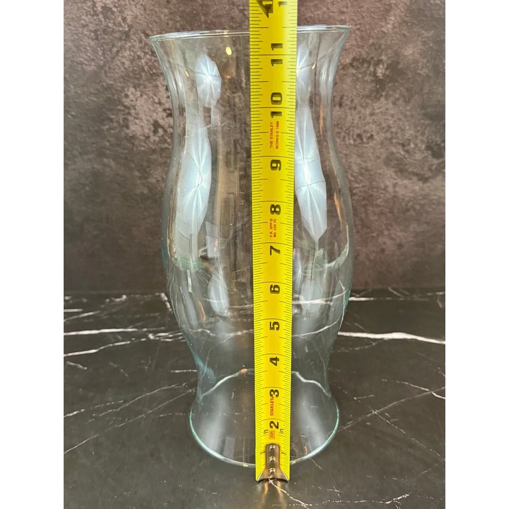 Hand Blown Clear Glass Hurricane Chimney Candle Holder Cover 11.5in MINT!